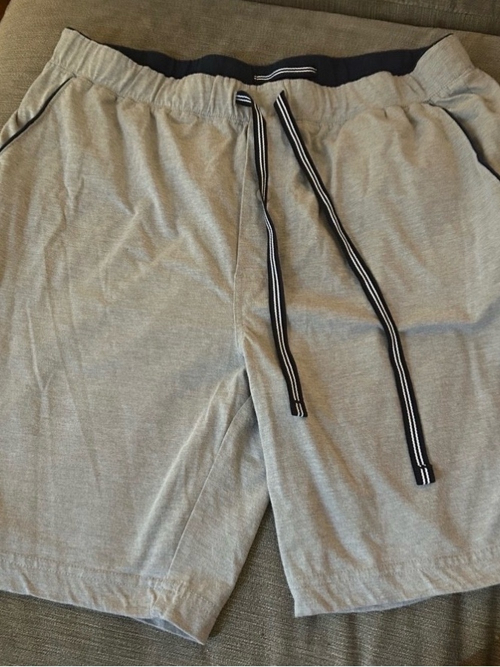 Nautica Heather Gray sleepware Knit Drawstring Shorts with Blue Trim size Large